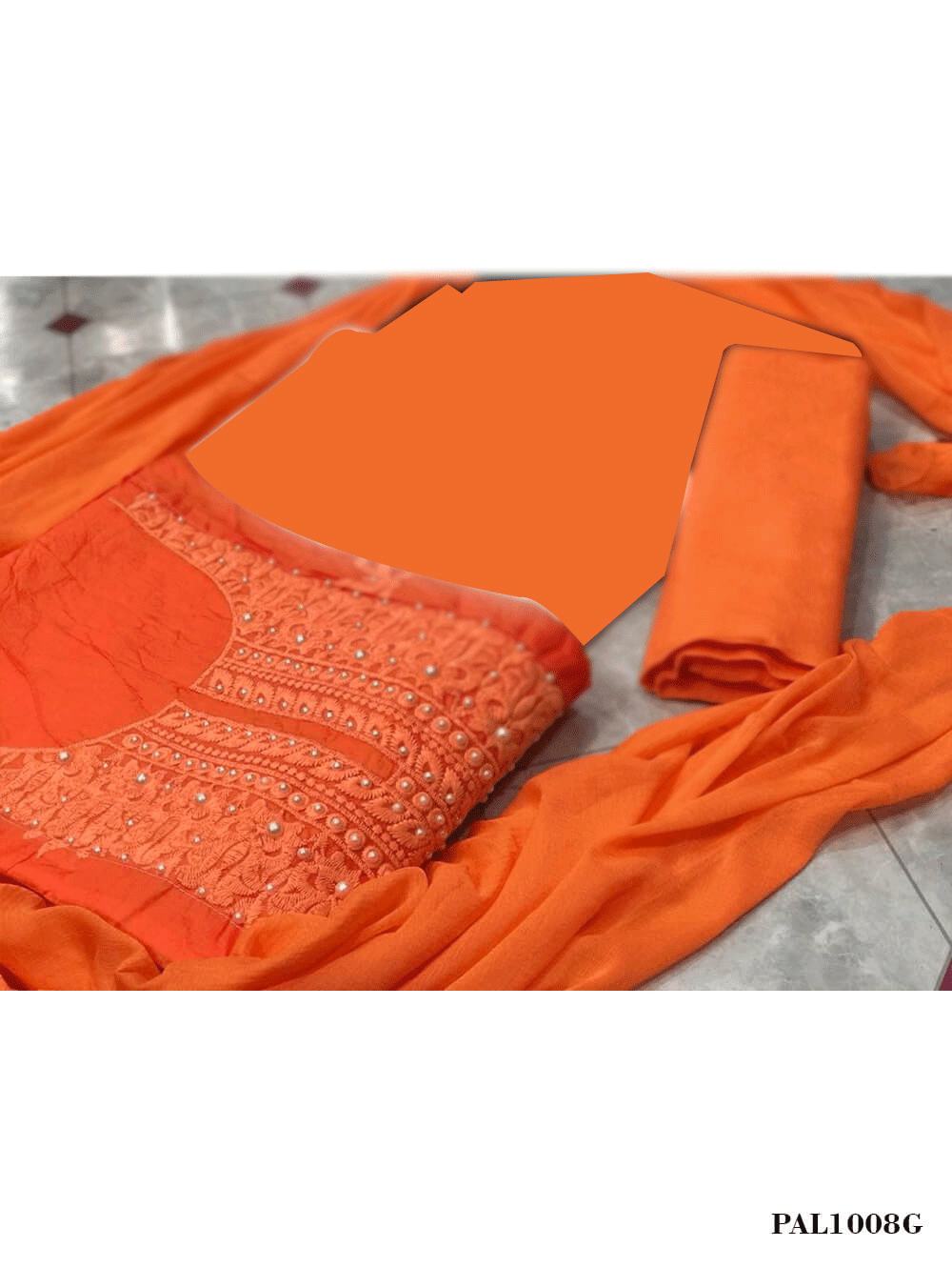 1008G Saffron Designer Unstitched Salwar Suit