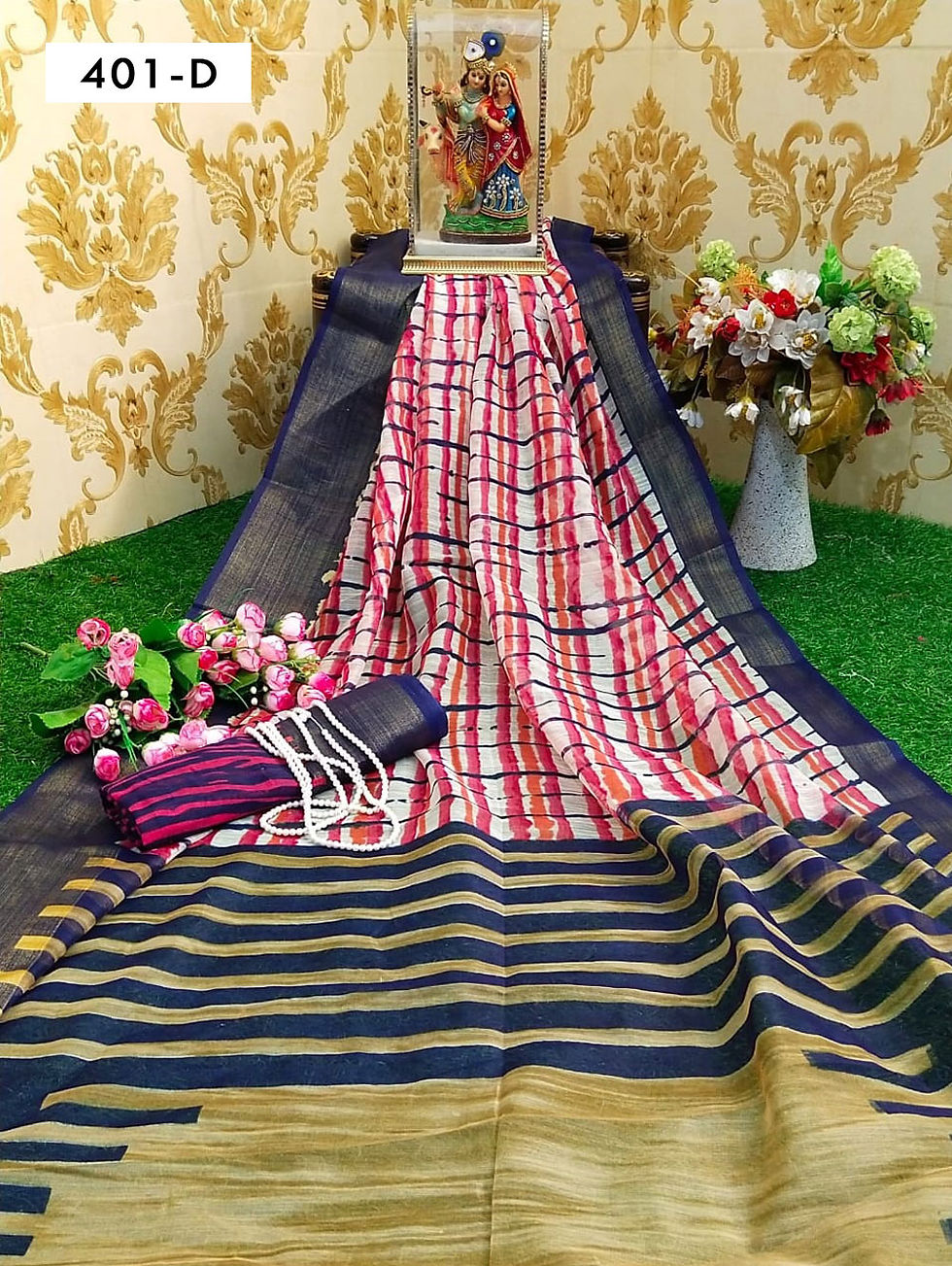 Regal Blue Digital Printed Soft Cotton Saree