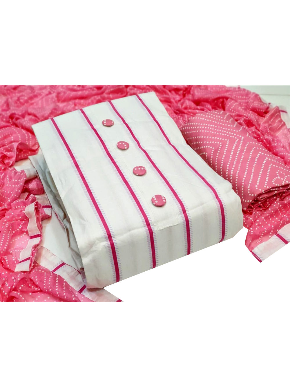 Tickle Pink Lawn Cotton Dress Material Suits