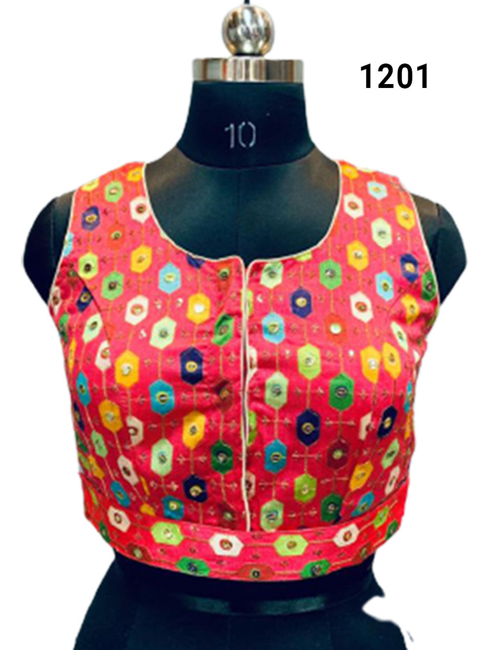 Deep pink Floral Printed Sequence Blouse