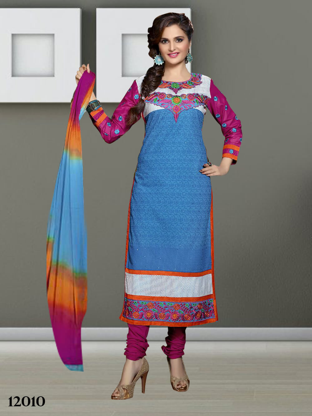 12010 Firozi Blue Designer Straight Suit