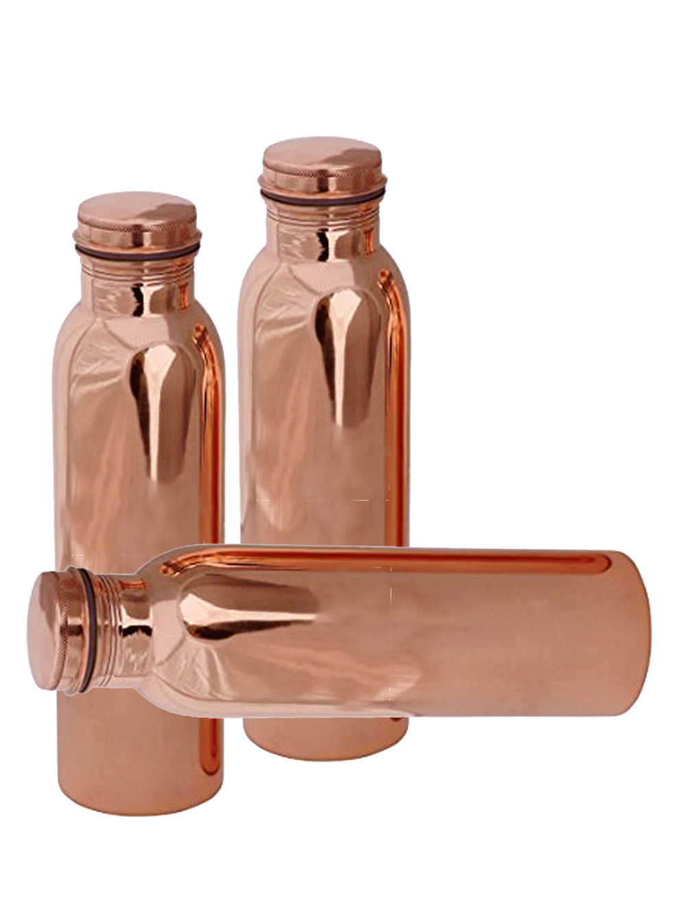 Three Plain Copper Bottles