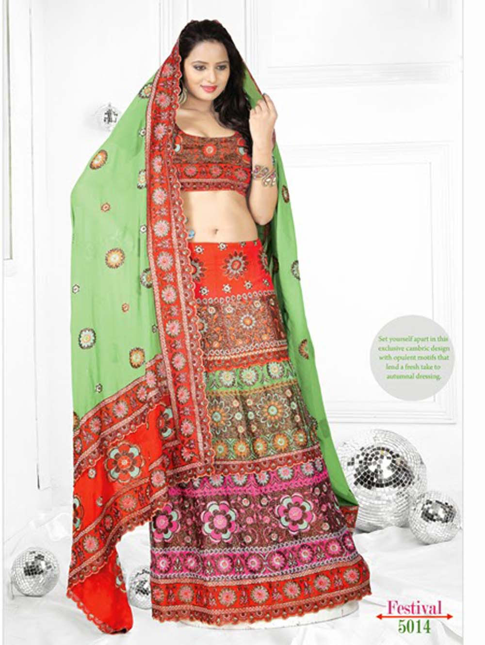 5014Light Green and Brown Designer Saree