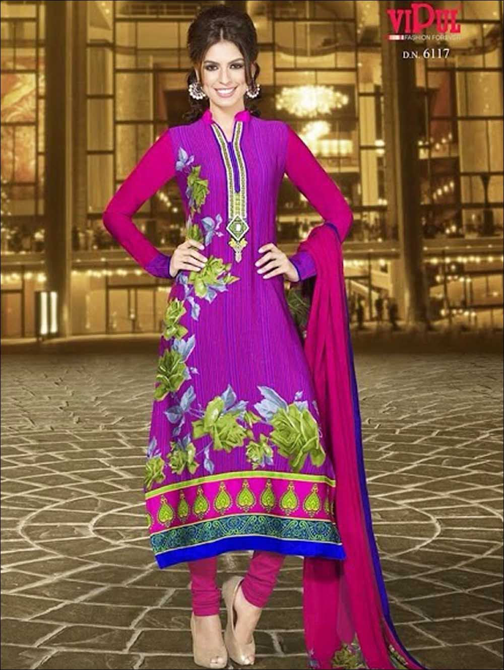 6117 Purple Crepe Straight Suit