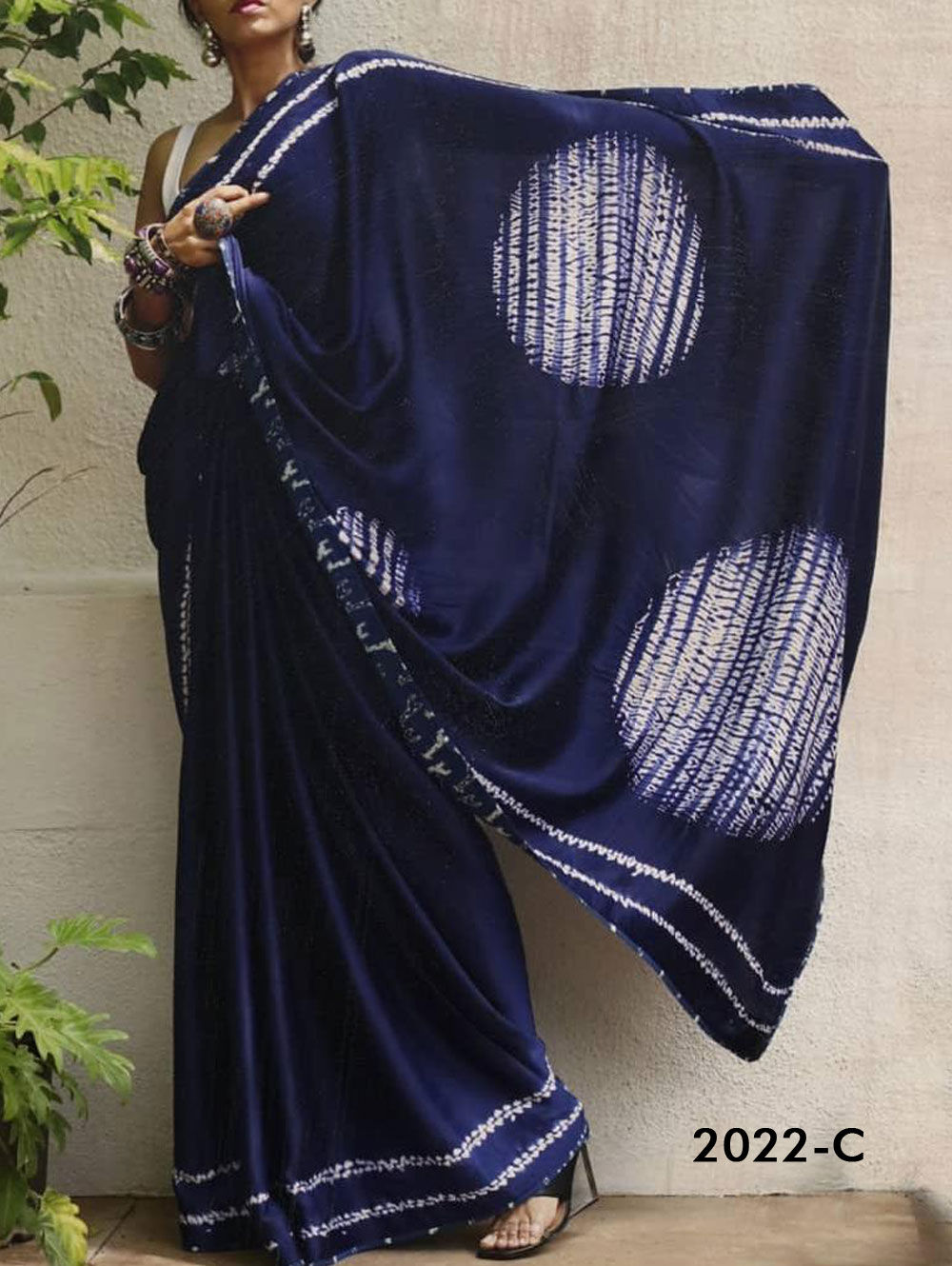 Dark Blue Coloured Vichitra Silk Designer Saree