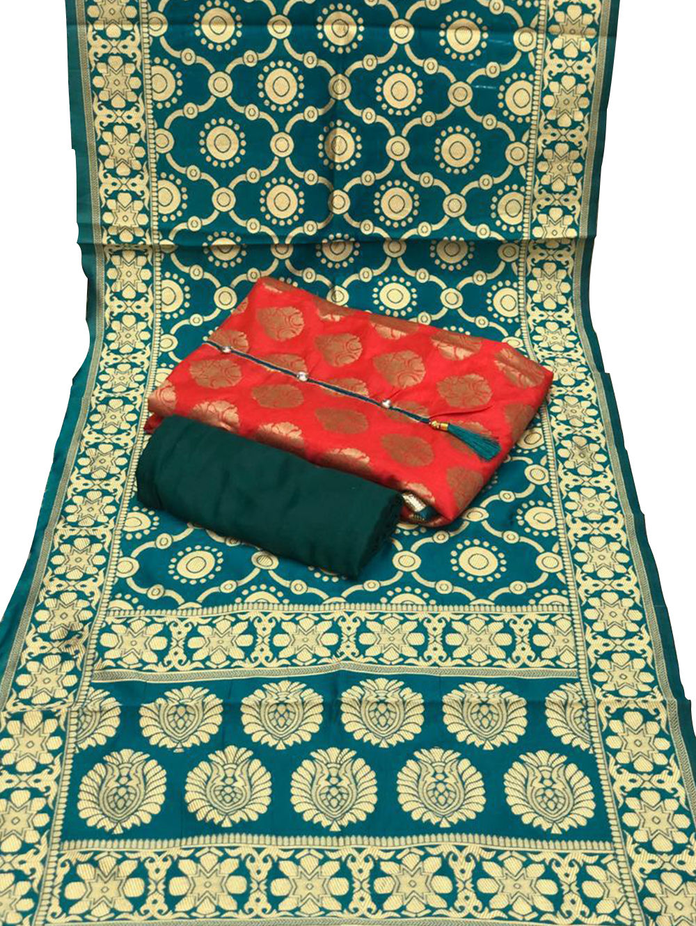 Peacock Green Exclusive Dress Material Suit