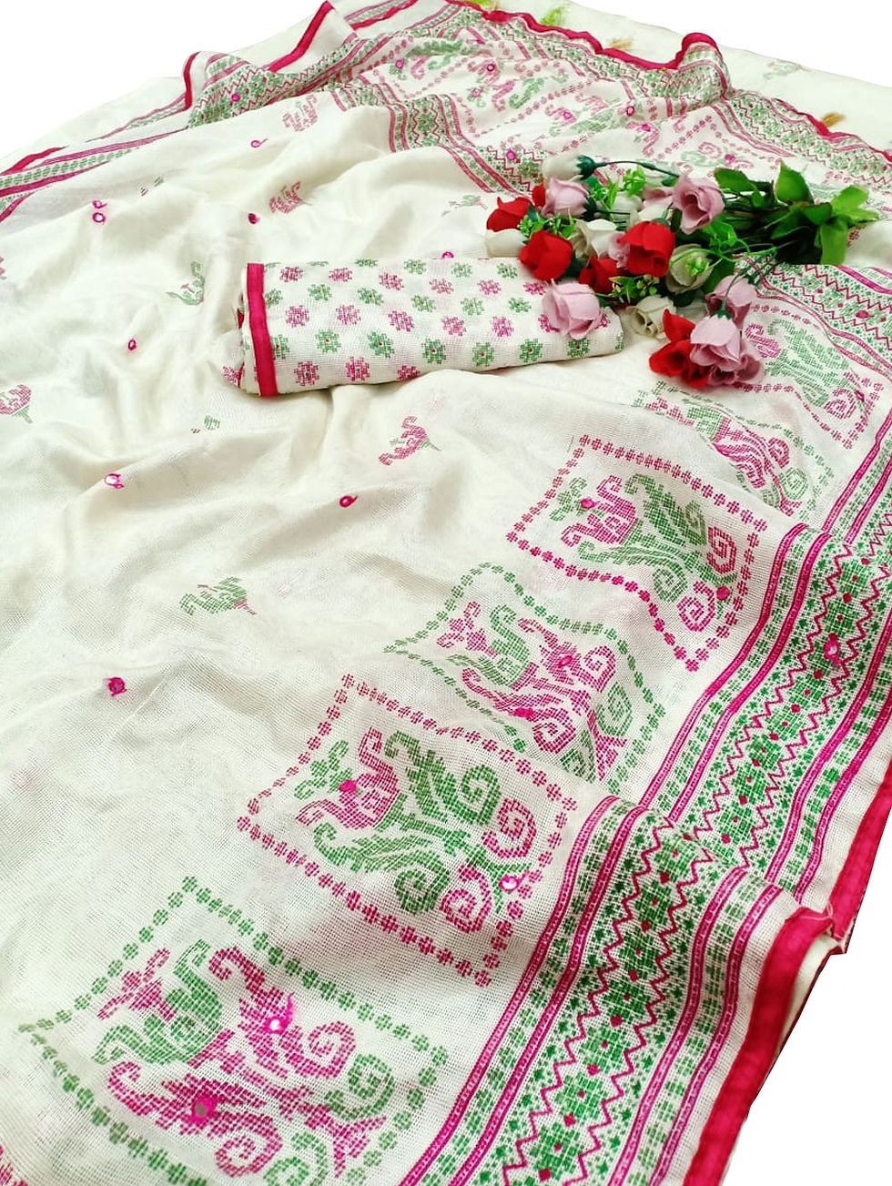 Ivory Jute Linen Saree