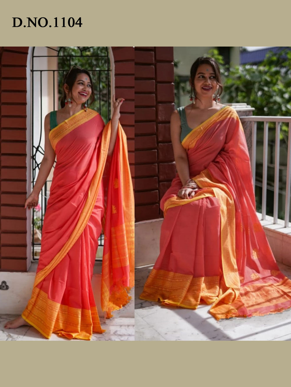 Gajari Mal Mal Linen Cotton Saree
