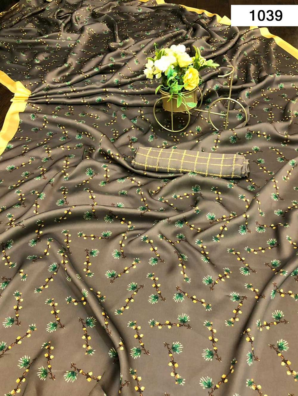 Malachite Green Anupama Imported Silk Sartin Saree