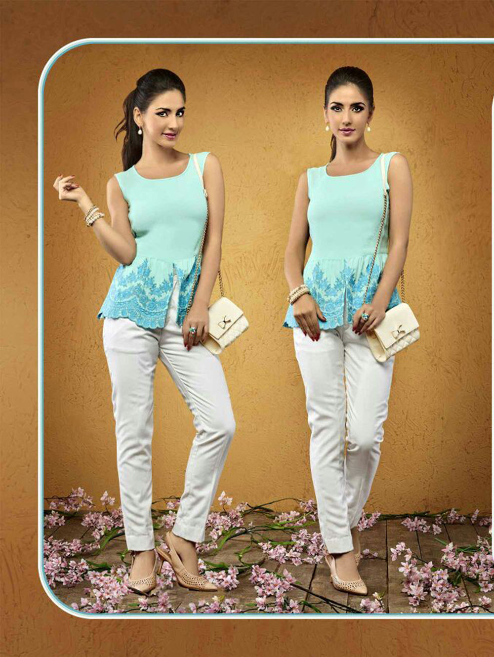 024PaleBlue Viscose Moss Crepe Party Wear Kurti