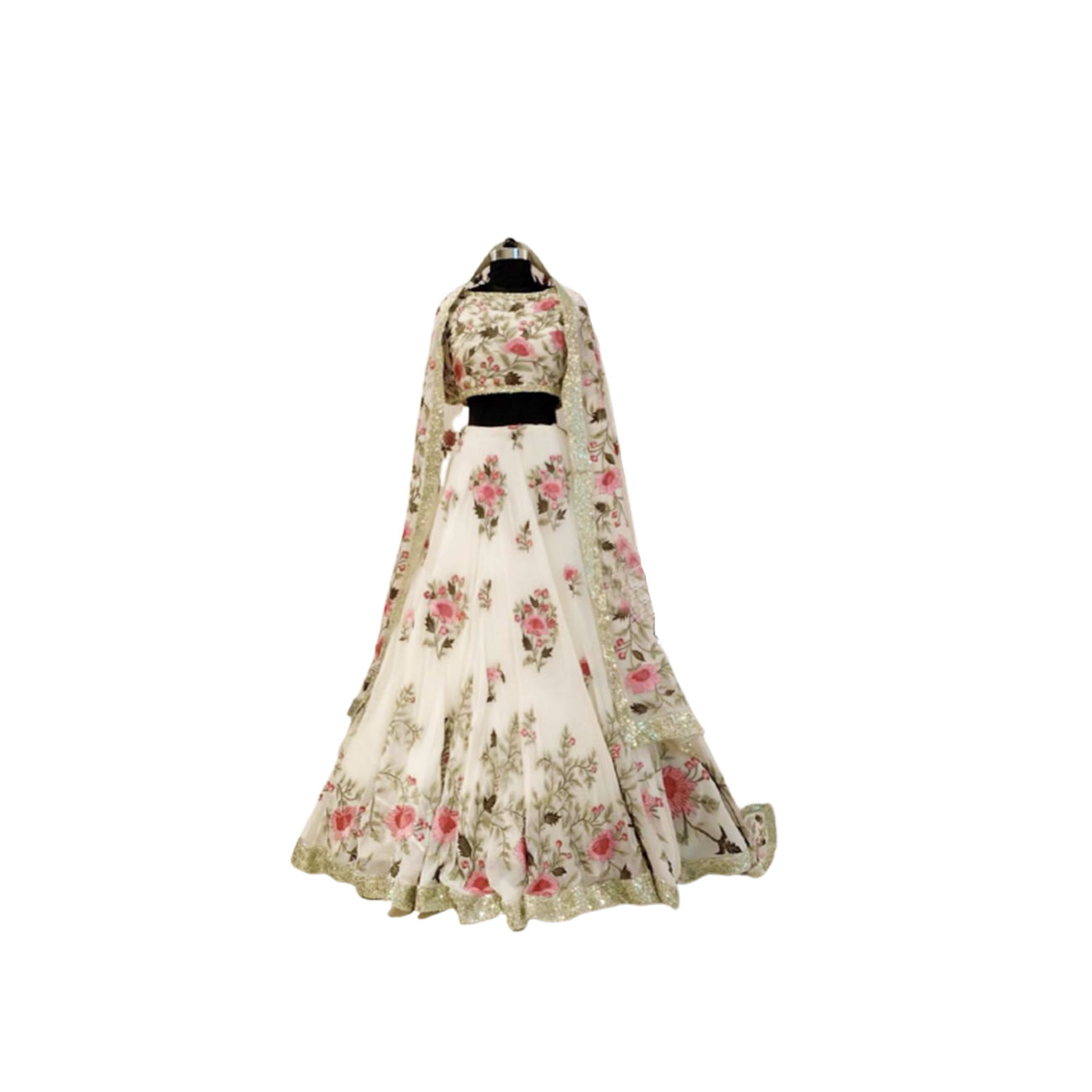 White Designer Georgette Lehenga Choli