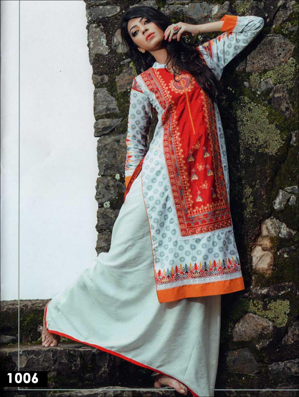 1006Red and SlateBlue Cotton Lawn Daily Wear Kurti