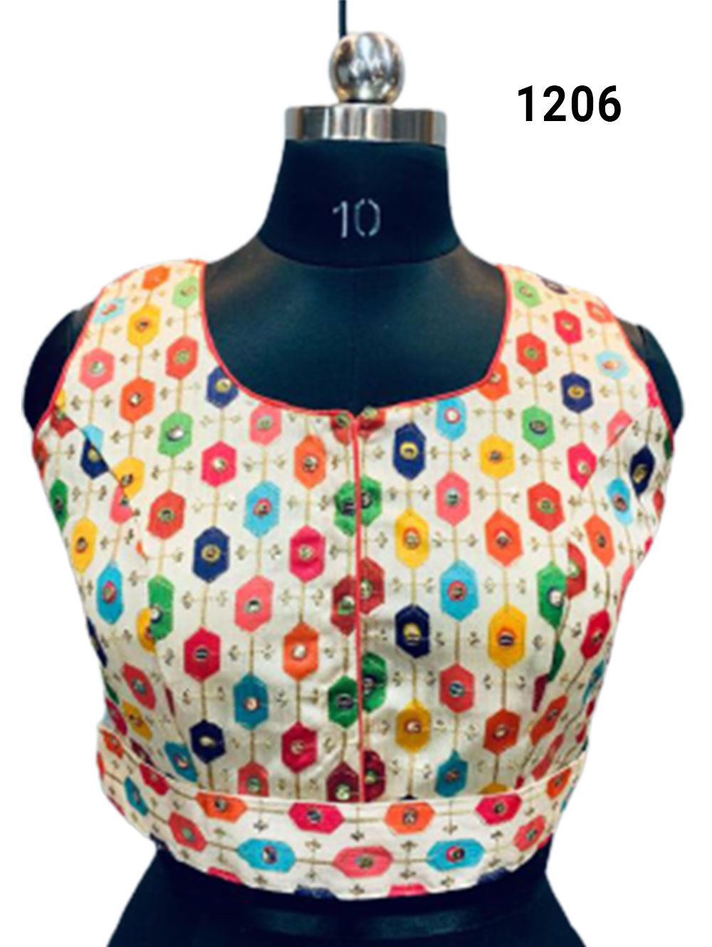 White Floral Printed Sequence Blouse