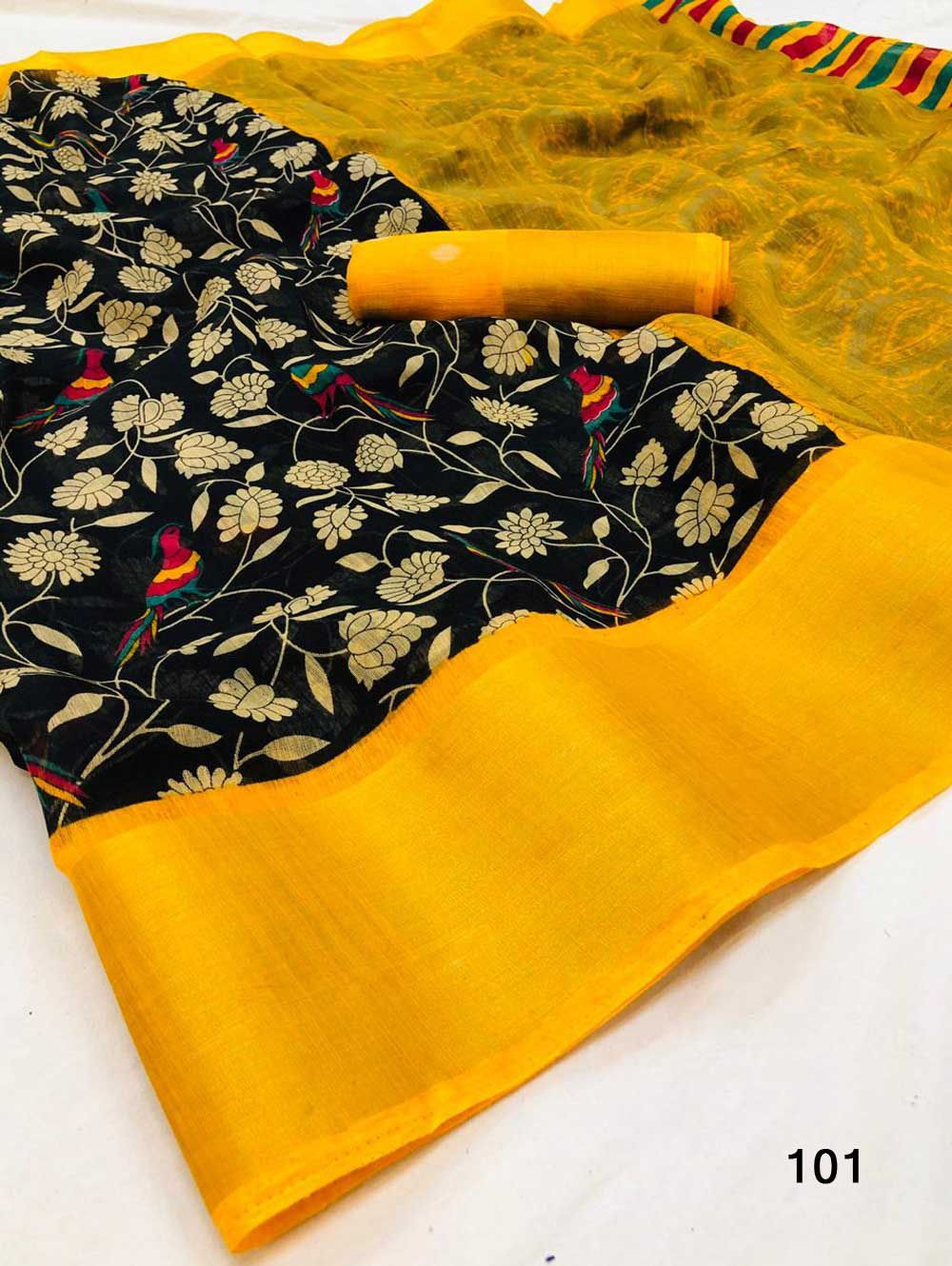 Black Kasak Soft Cotton Saree