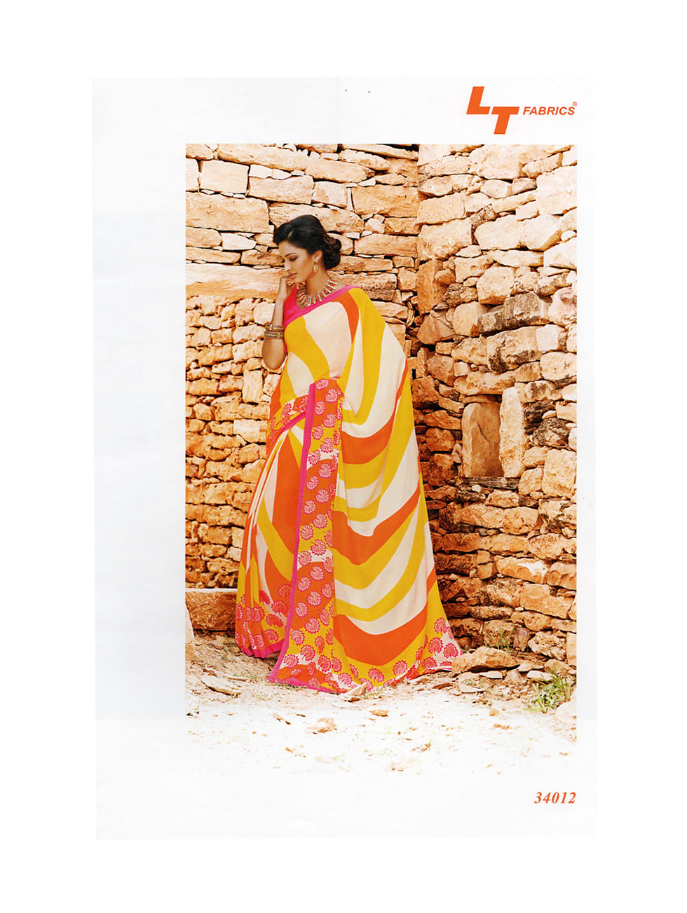 34012DeepPink and Gray Crepe Saree