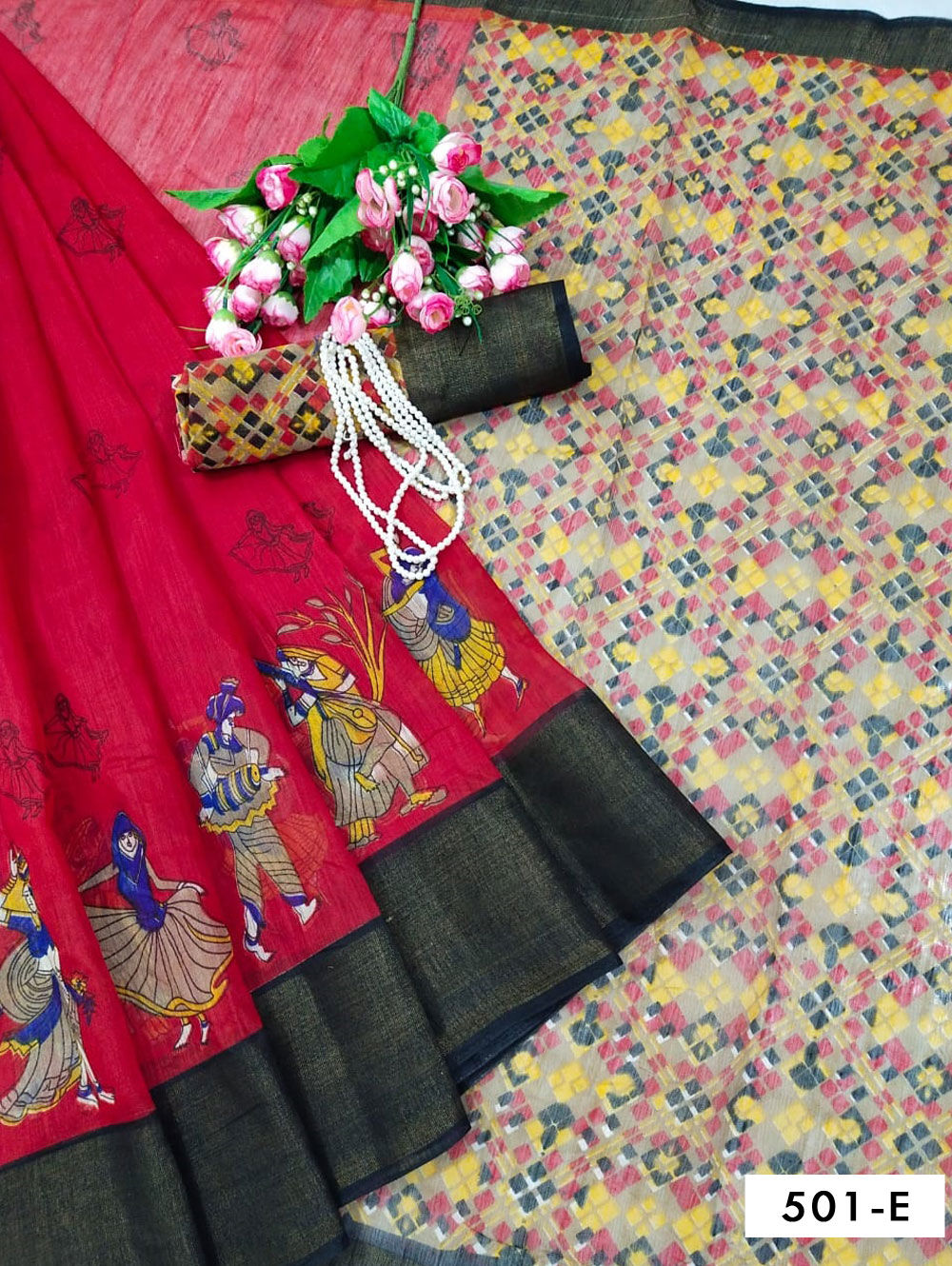 Dark Magenta Digital Printed Soft Cotton Saree