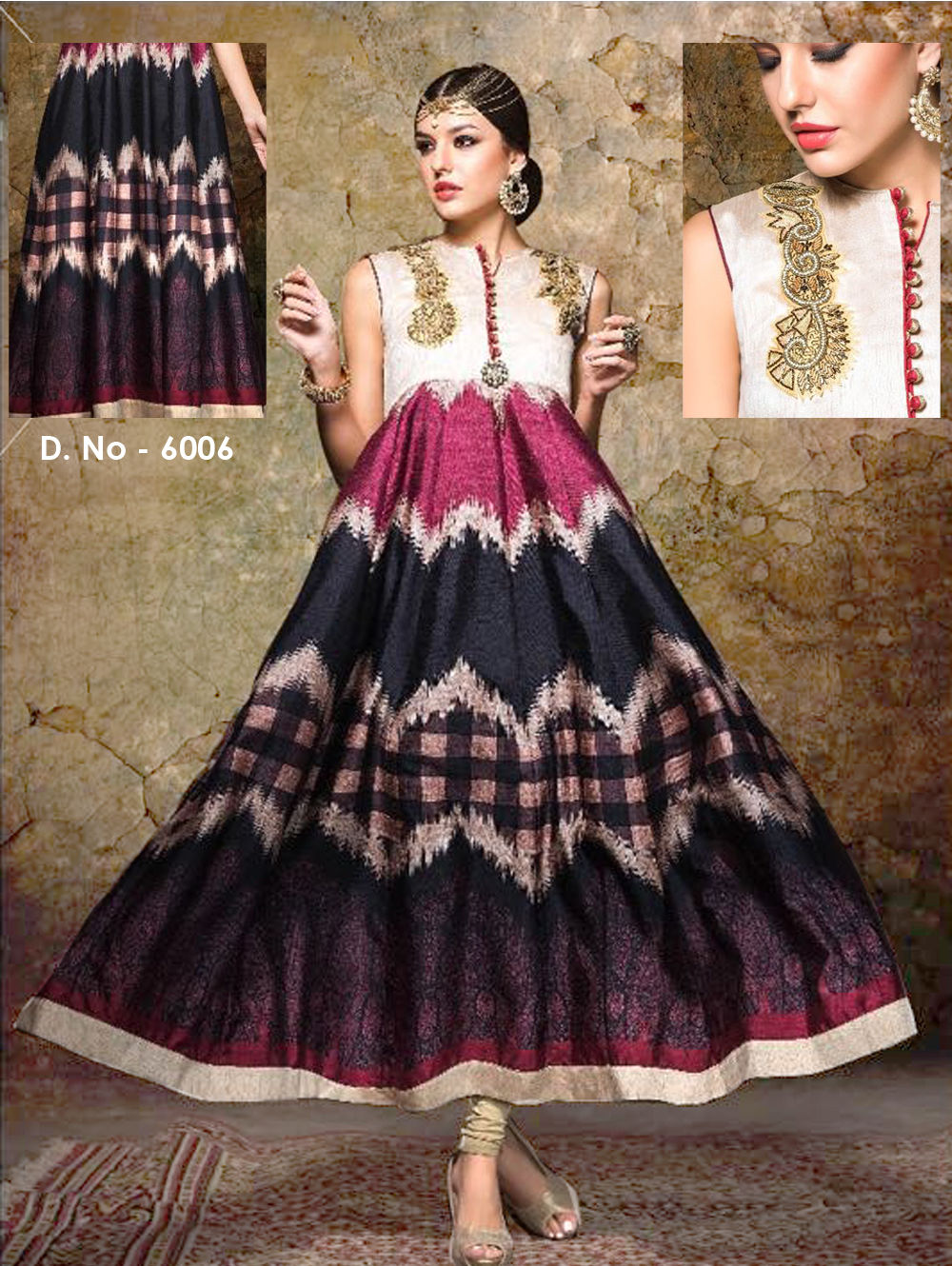 6006White and Black Exclusive Designer Anarkali Suit