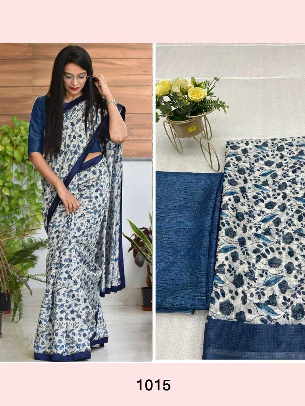 Off White Anushka Kota Silk Saree