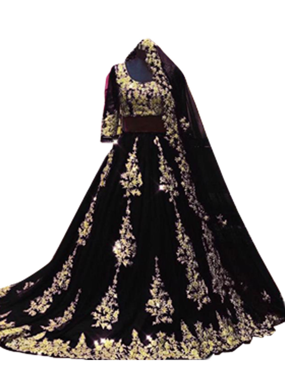 Black Georgette With Embroidered Lehenga