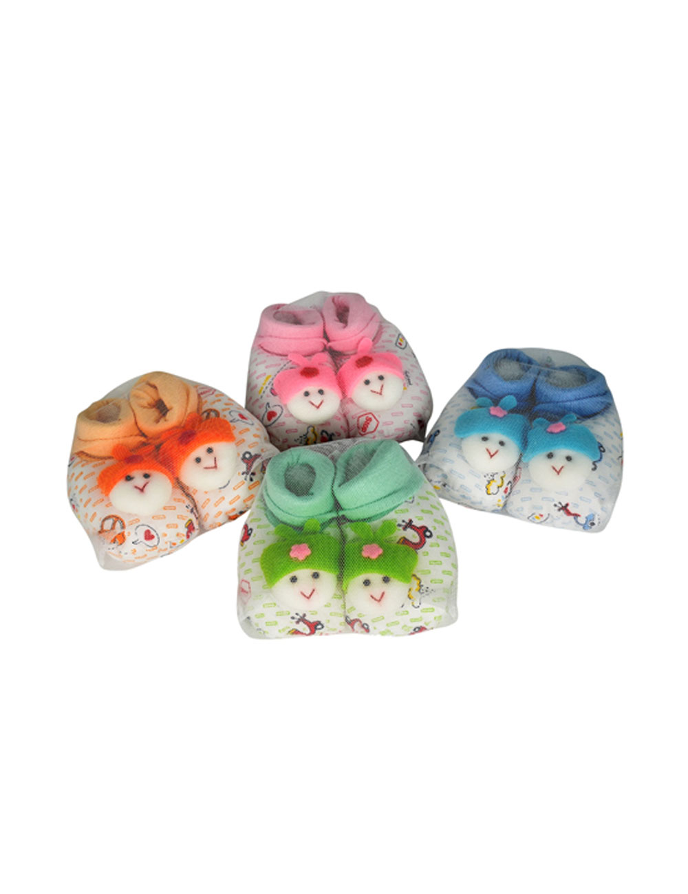 100% Soft Cotton Fancy Cartoon Face Booties Socks