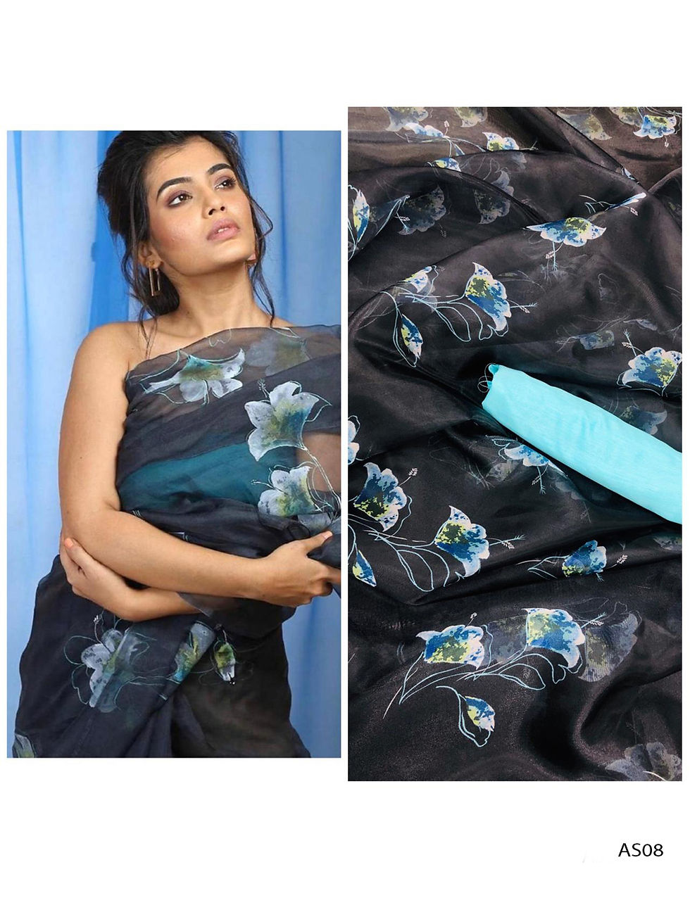 AS08 Digital Printed Organza Silk Saree