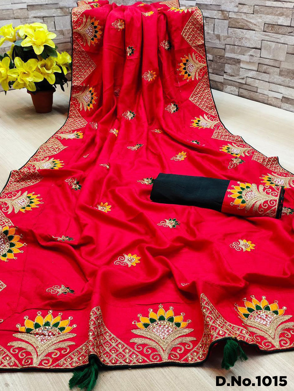 Carrot Pure Dola Silk saree