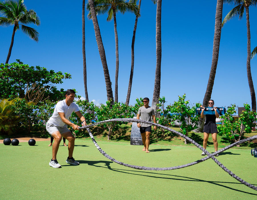 Oceanfront Circuit Fitness class on the Westin Maui lawn