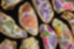 Eye-level view of oyster shell trinket trays