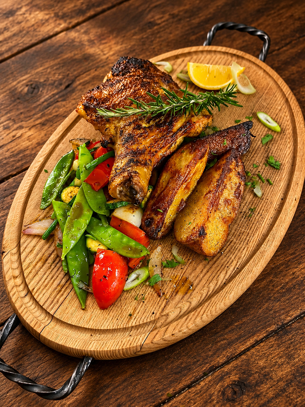 Rustikale Grillplatte mit Rosmarin und Zitrone.png