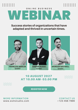 White and Green Modern Geometric Online Business Webinar Flyer