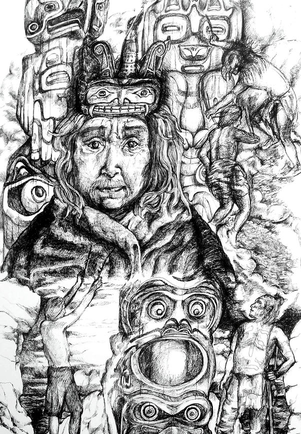 Le rêve d'Hôpi (Totems). Stylo bille sur papier.