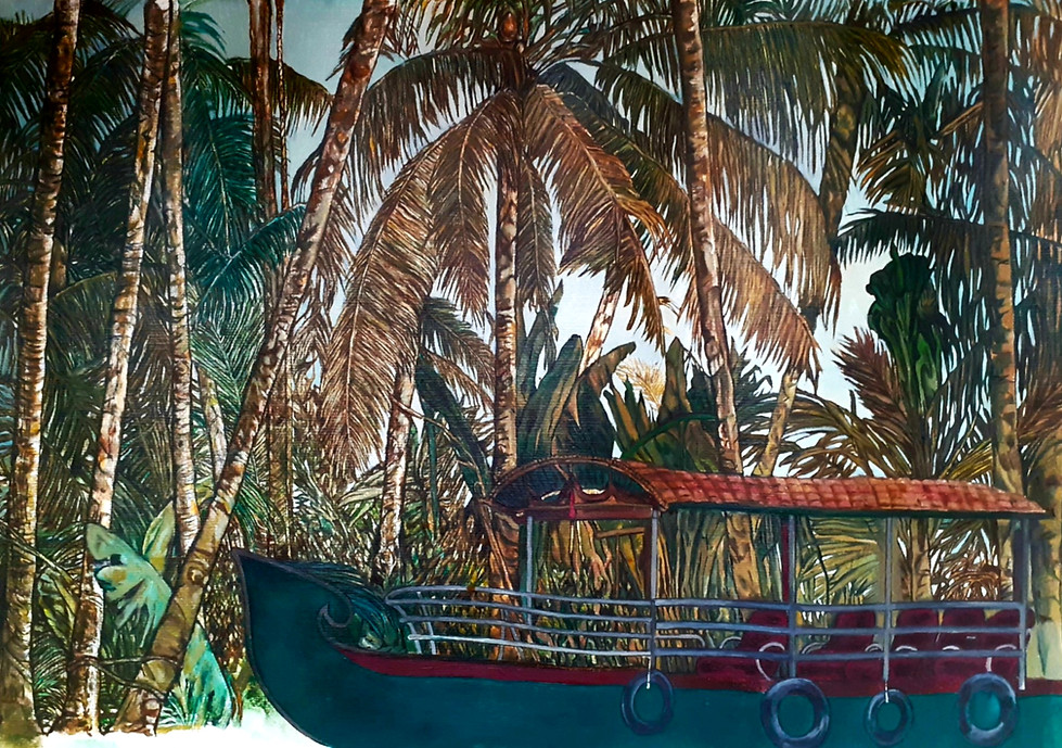 Kerala. Peinture à l'huile sur toile.