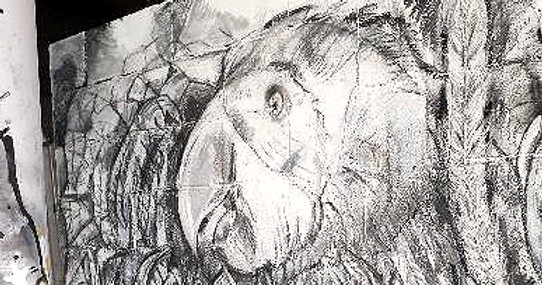 La dame au collier au Spot13. Fusain et encre sur mur : détail.