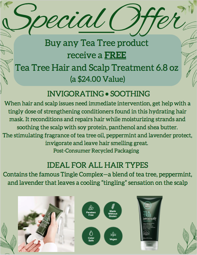 Get a FREE Tea Tree Hair & Scalp Treatment for home!