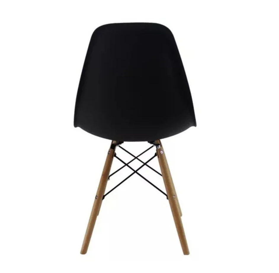 Silla Ergonómica Negra con patas de madera para Comedor, Oficina y Sala
