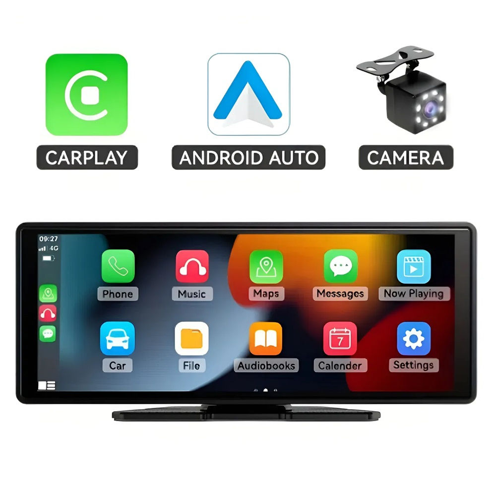 Pantalla CarPlay Android Auto 10 Pulgadas con Camara Reversa