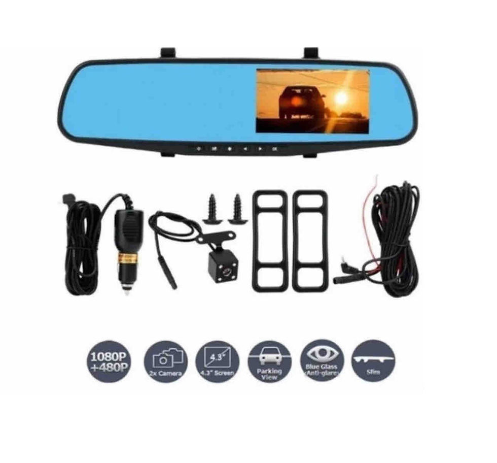 Miniatura: Cámara Dual Carro Espejo Retrovisor Dvr Reversa Full Hd