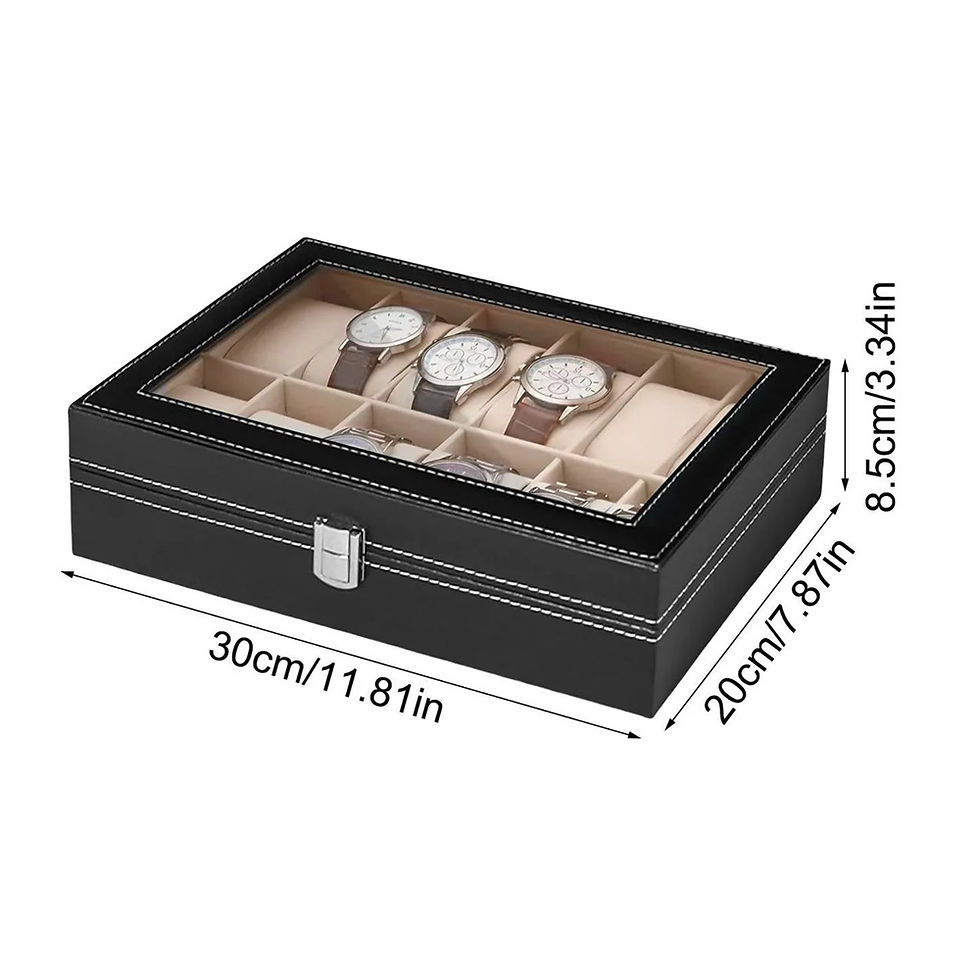 Miniatura: Caja Organizadora de Relojes 12 Ranuras con Tapa Cuero Sintetico
