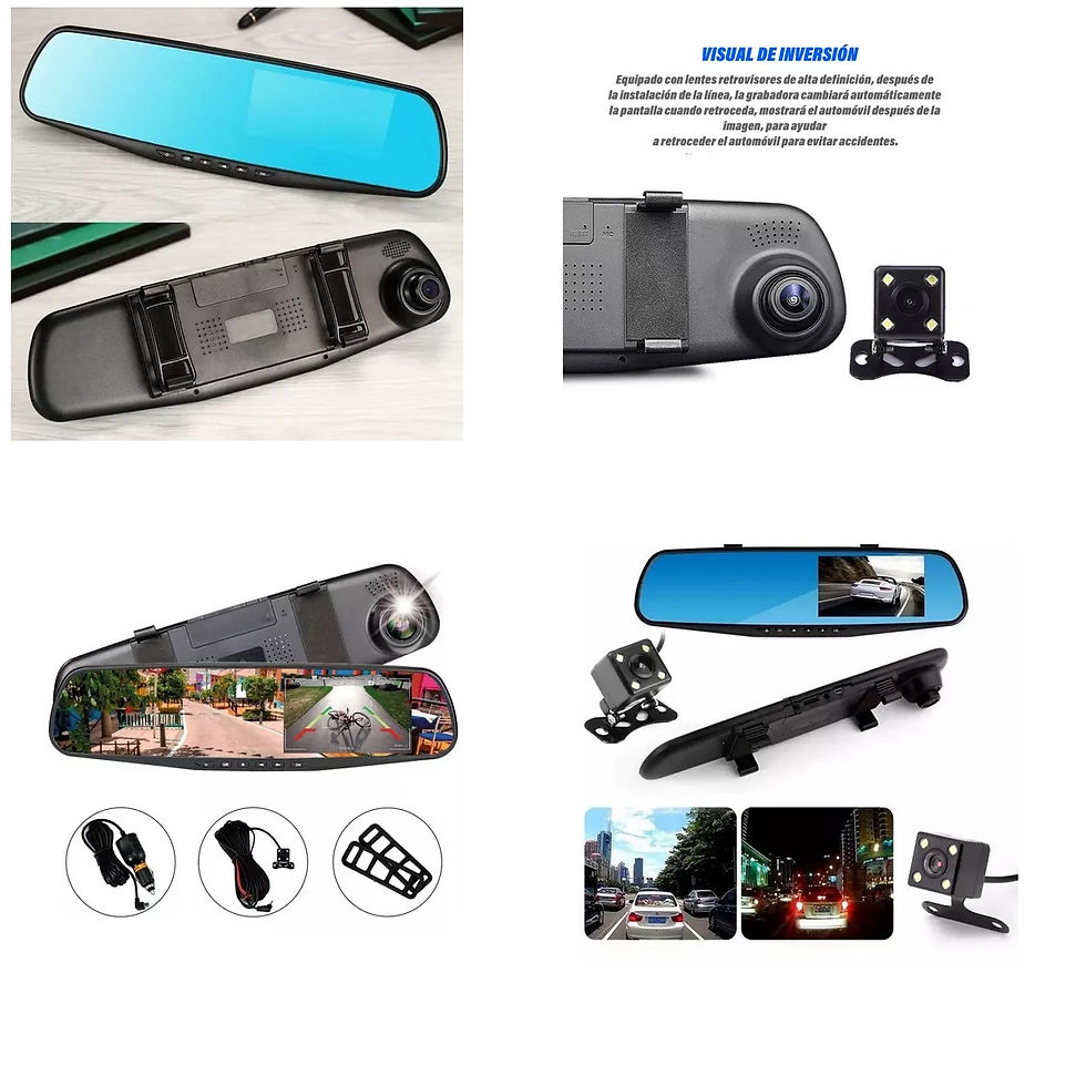 Miniatura: Cámara Dual Carro Espejo Retrovisor Dvr Reversa Full Hd