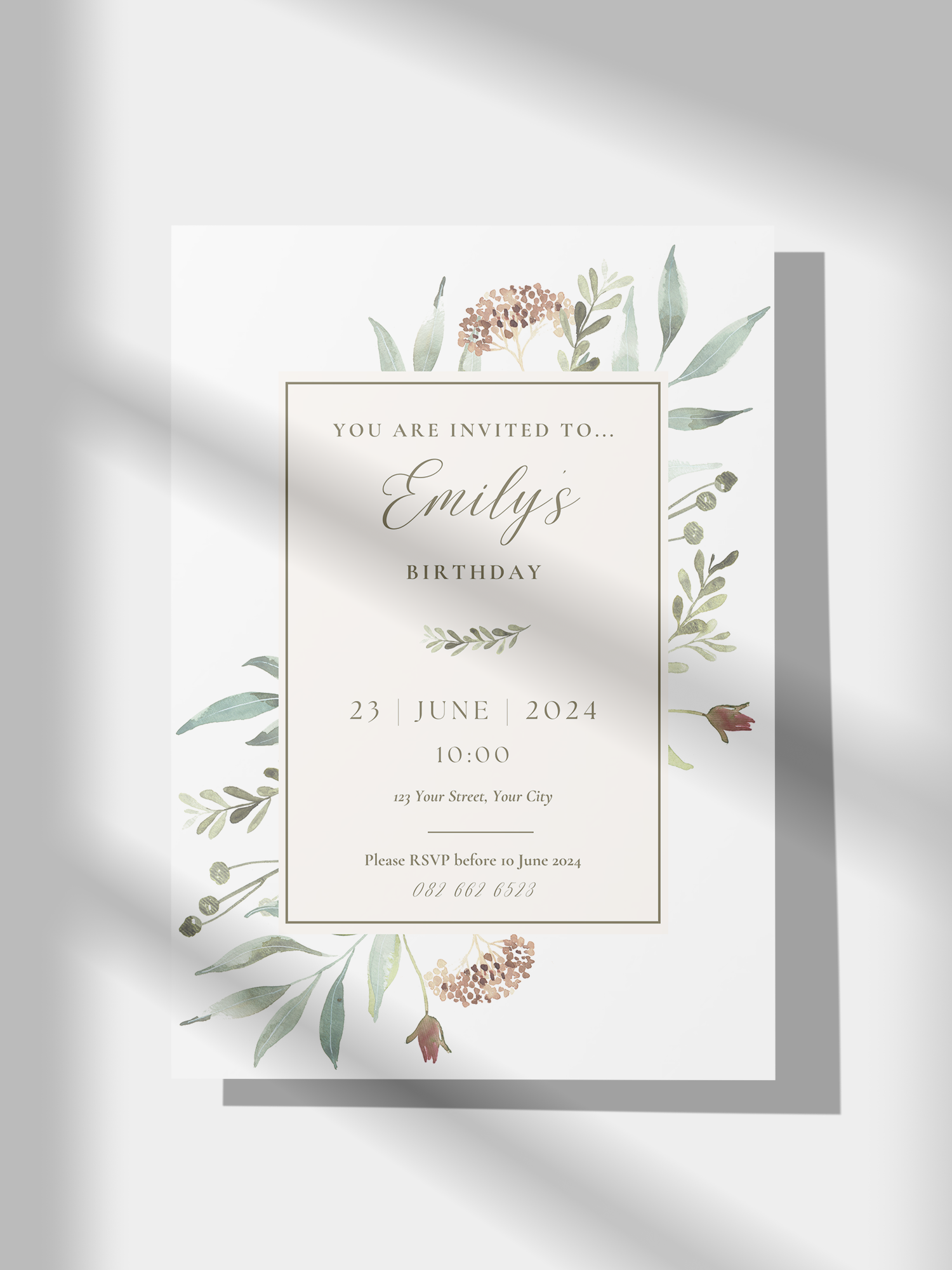Floral Watercolour Invitation Template