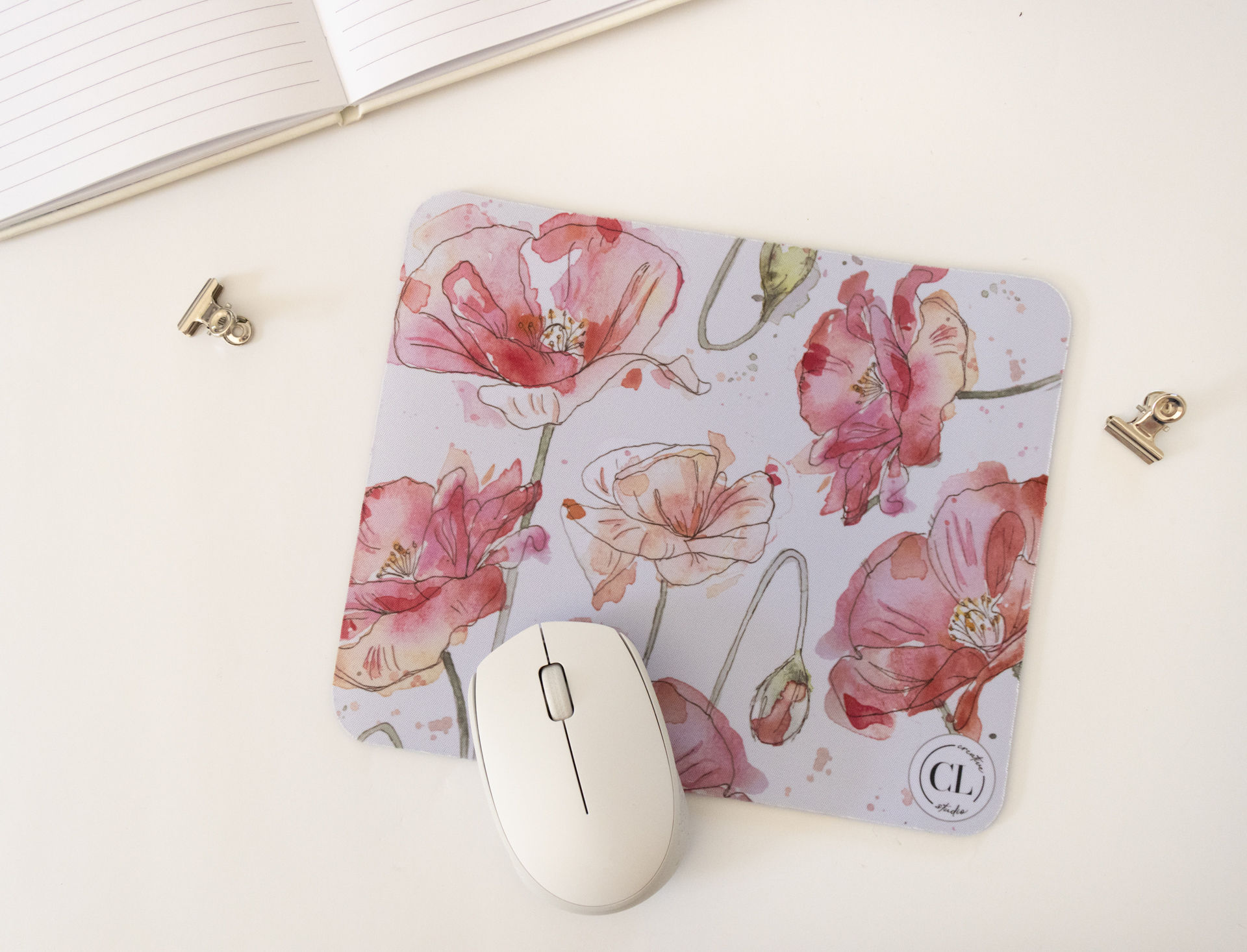 Red Watercolour Poppies Mousepad