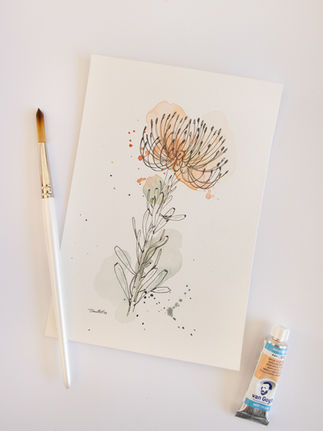 Pen & Watercolour Rocket Pincushion Painting