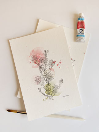 Pen & Watercolour Sewejaartje Painting