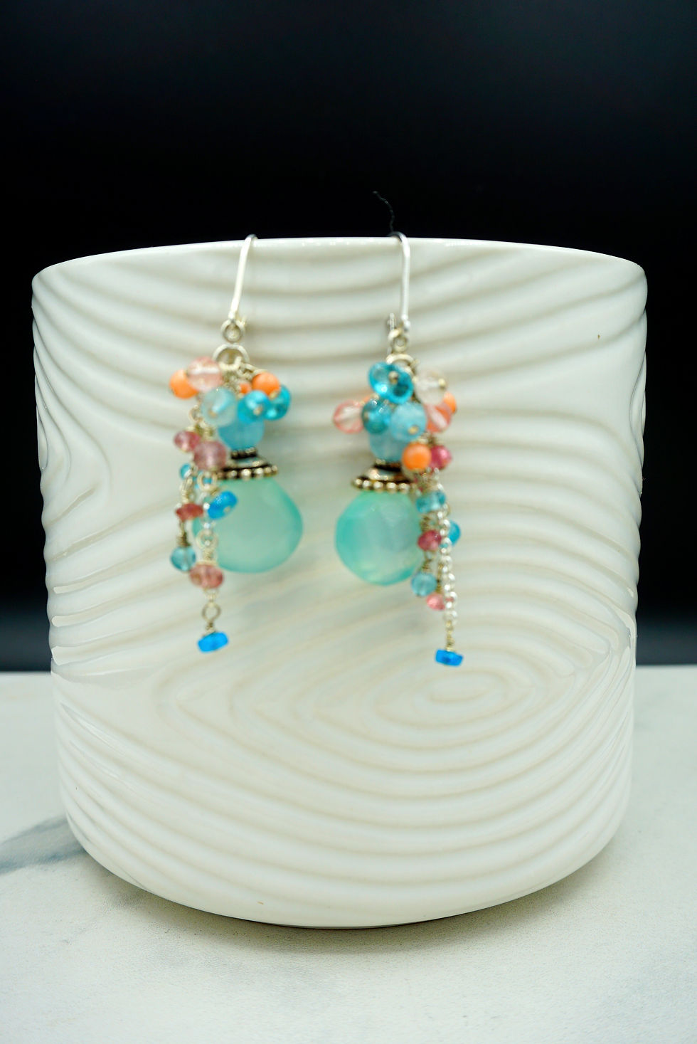 Thumbnail: Seafoam and Soft Sunset Coral Earrings (FL352)