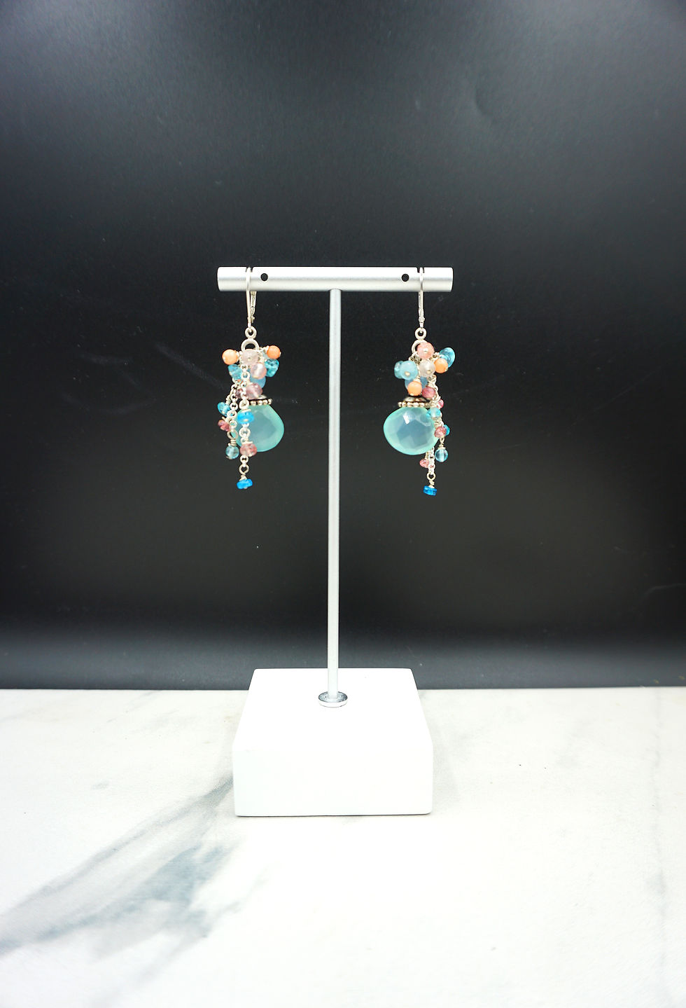 Thumbnail: Seafoam and Soft Sunset Coral Earrings (FL352)