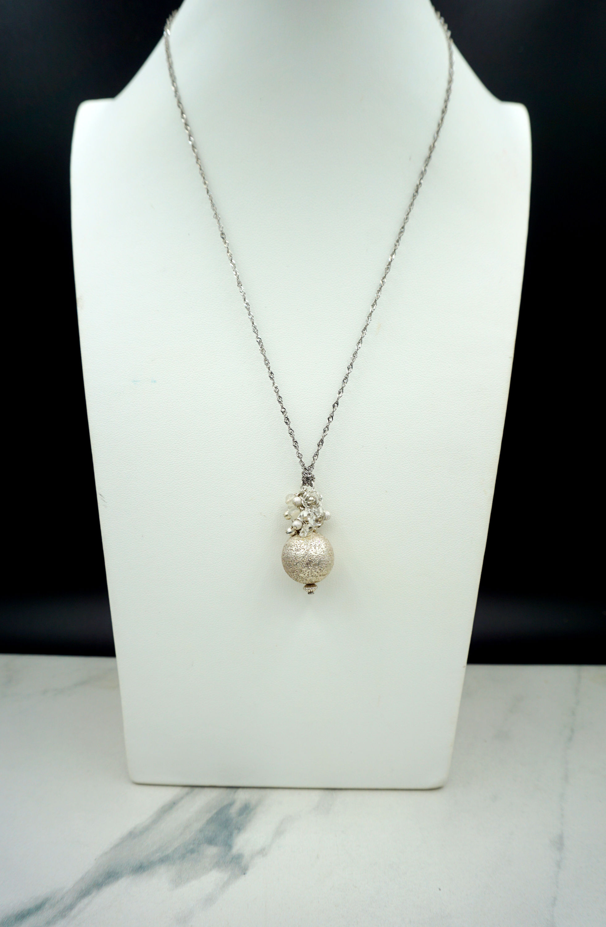 Simply Sparkling Frosted Silver Under Clouds of White Gems (FL349)