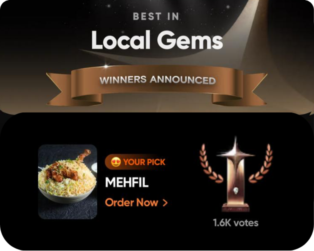 Best in Local Gems – Swiggy Restaurant Awards 2025 awarded to Mehfil in 2025