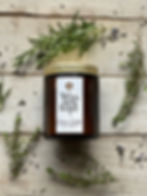 Winterfold candle called Kitchen Garden surrounded by herbs