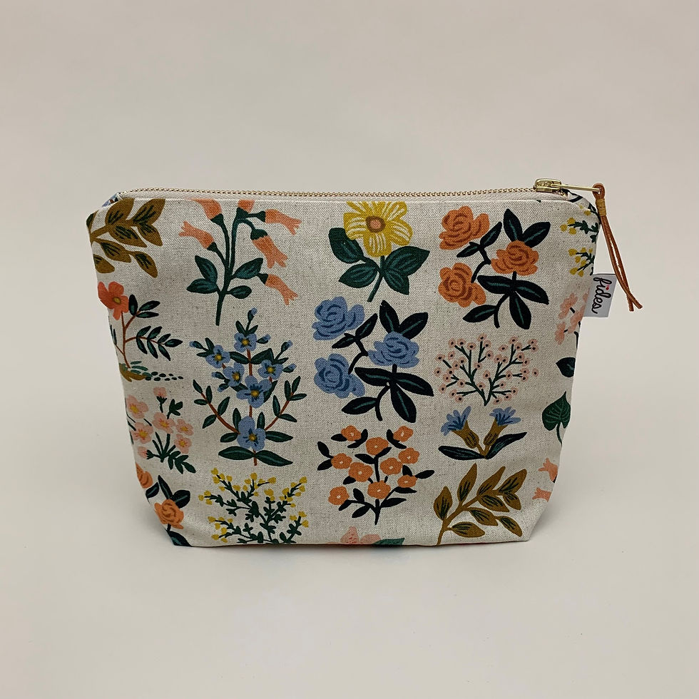 Beige MakeUp Tasche mit Blumen