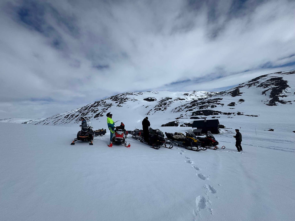 Vinterlandskap i skymning i vildmarken utanför Kiruna